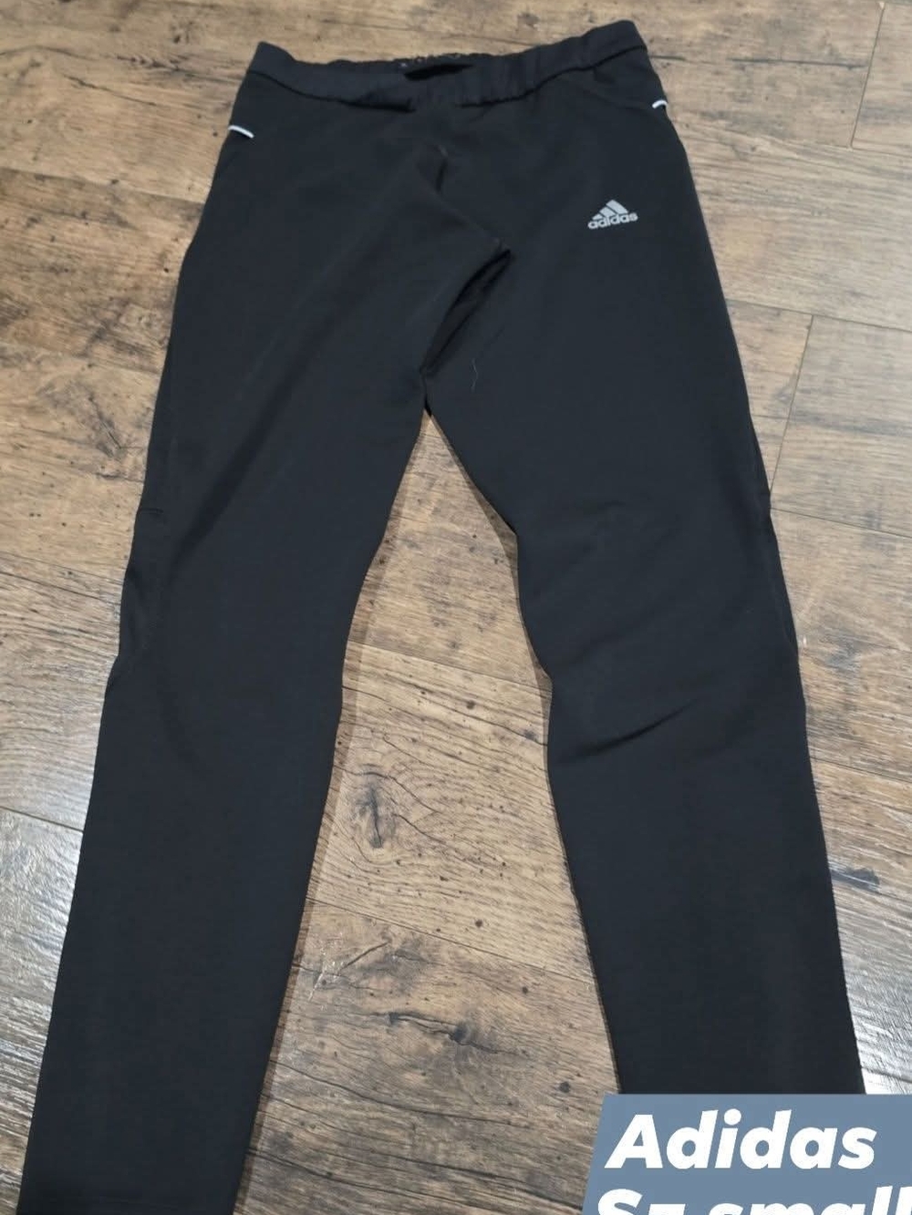 Adidas Black Womens Running Athletic Leggings with Reflective Logo Sz Small
